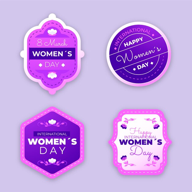 Coleção de crachás do Dia Internacional da Mulher Gradiente