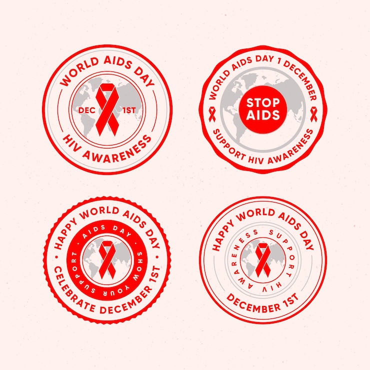Vetor grátis coleção de crachás do dia mundial da aids