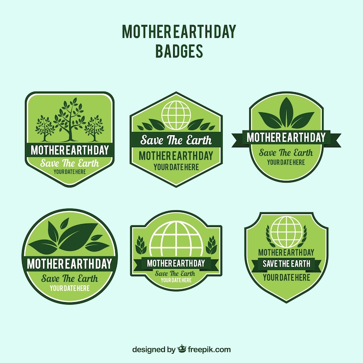 Vetor grátis coleção de crachás para o dia internacional da terra