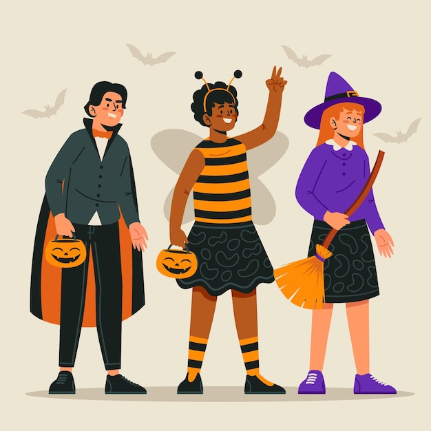 Coleção de criança halloween design plano