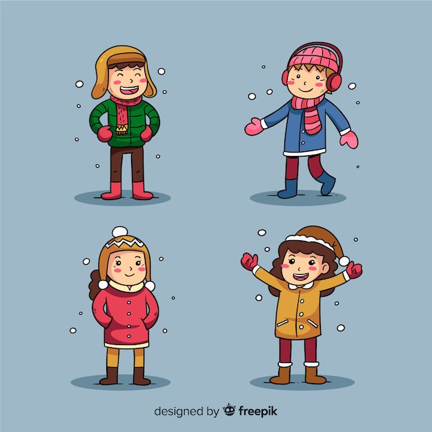 Coleção de crianças de inverno