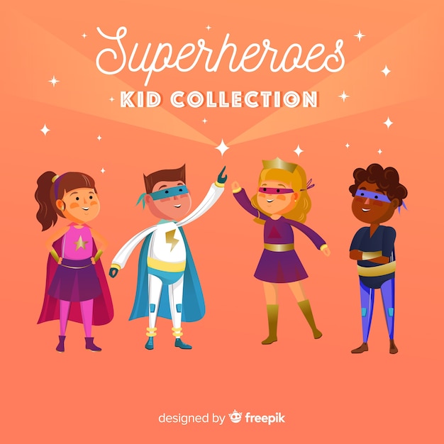 Vetor grátis coleção de crianças de super-heróis