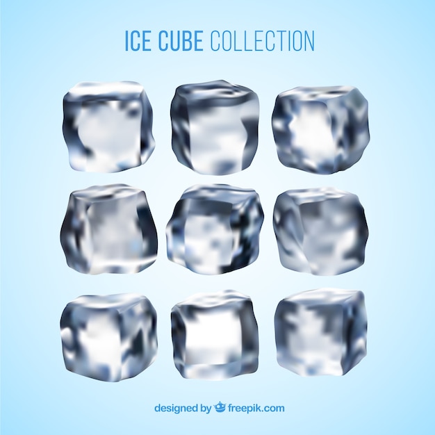 Vetor grátis coleção de cubo de gelo com estilo realista
