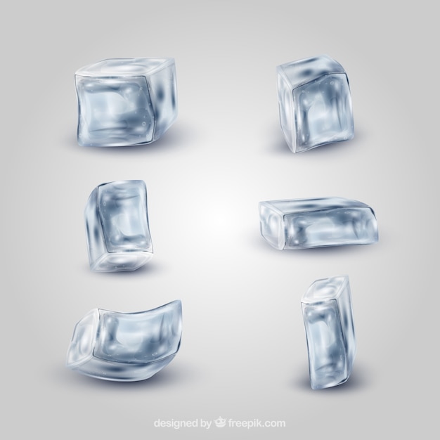 Vetor grátis coleção de cubo de gelo realista