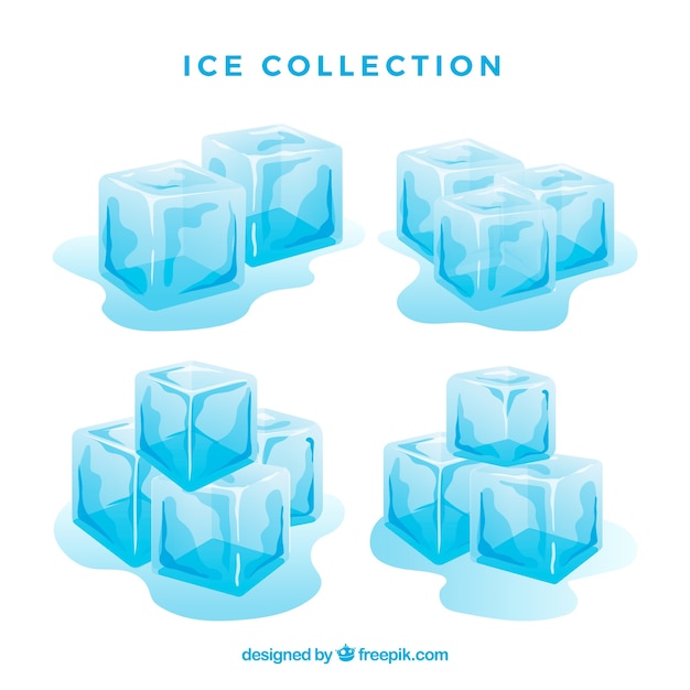 Coleção de cubos de gelo com design plano