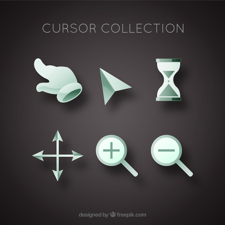 Vetor grátis coleção de cursor plano