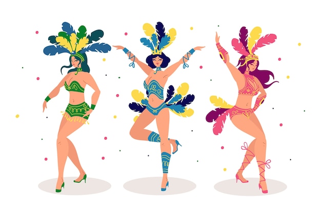 Vetor grátis coleção de dançarina de carnaval brasileiro