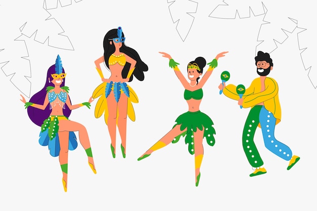 Vetor grátis coleção de dançarinos de carnaval brasileiro