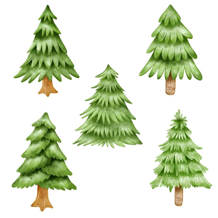 Vetor grátis coleção de decoração de pinheiro verde de natal