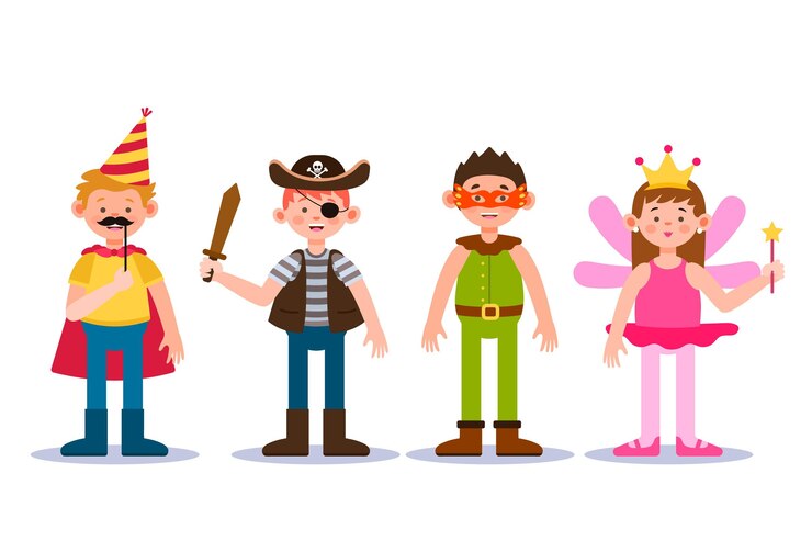 Vetor grátis coleção de desenhos animados para crianças de carnaval