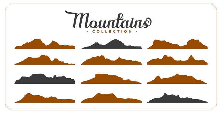 Vetor grátis coleção de design de banner de pico de montanha de cume superior