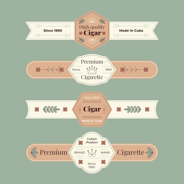 Vetor grátis coleção de design de rótulo de charuto