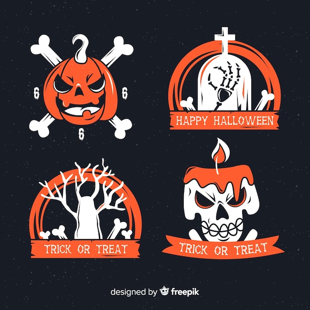 Vetor grátis coleção de design plano de emblemas de halloween