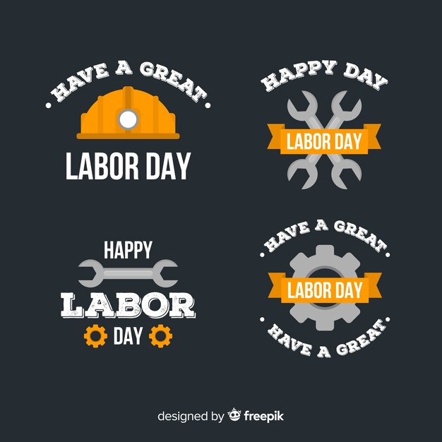 Coleção de dia do trabalho emblemas design plano