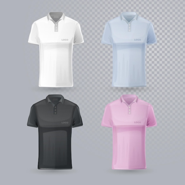 Coleção de diferentes camisas polo editáveis