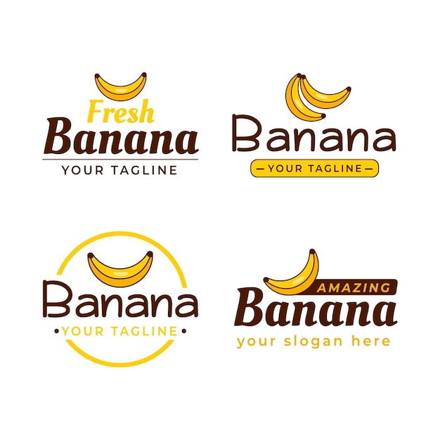 Vetor grátis coleção de diferentes logotipos de banana