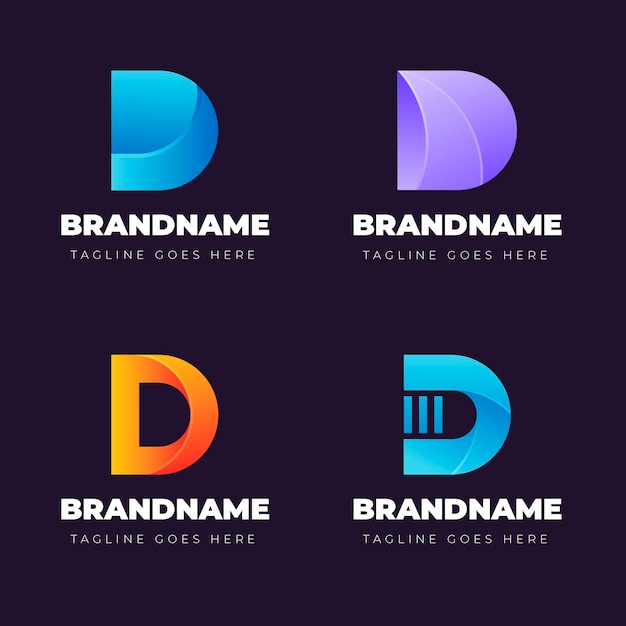 Vetor grátis coleção de diferentes logotipos gradientes d