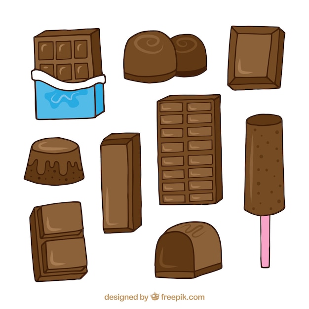 Coleção de diferentes tipos de chocolate