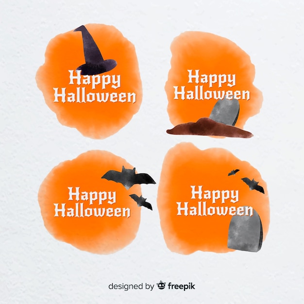 Coleção de distintivo de halloween em aquarela