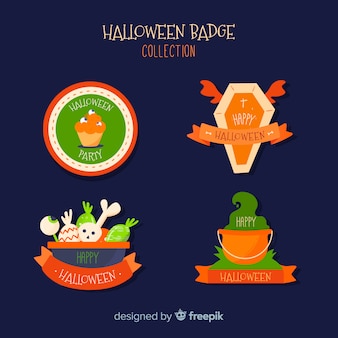 Coleção de distintivo de halloween em design plano