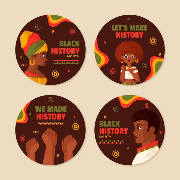 Coleção de distintivos de mês de história negra plana