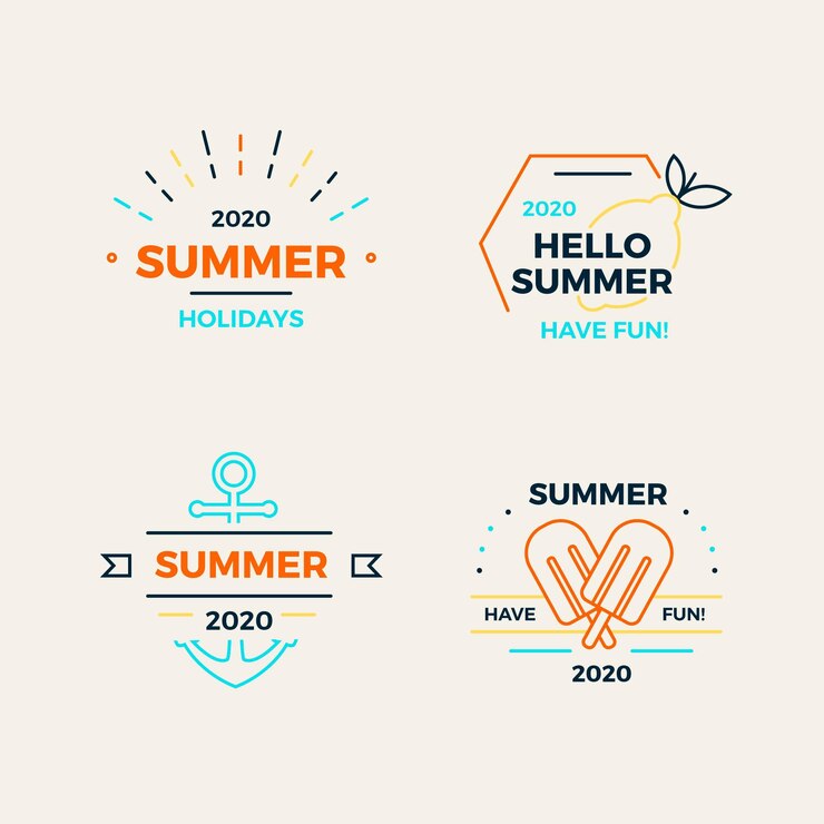 Vetor grátis coleção de distintivos de verão design plano