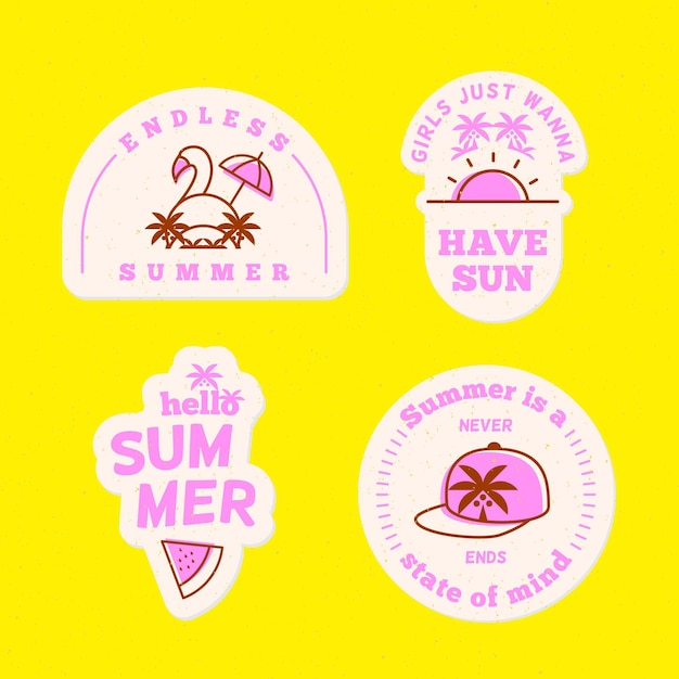 Vetor grátis coleção de distintivos de verão design plano