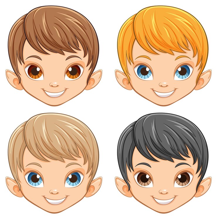Vetor grátis coleção de diversos rostos de crianças de desenhos animados