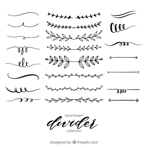 Coleção de divisores na mão desenhada estilo