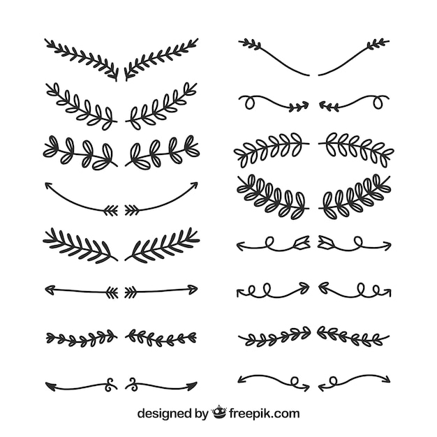 Vetor grátis coleção de divisores na mão desenhada estilo
