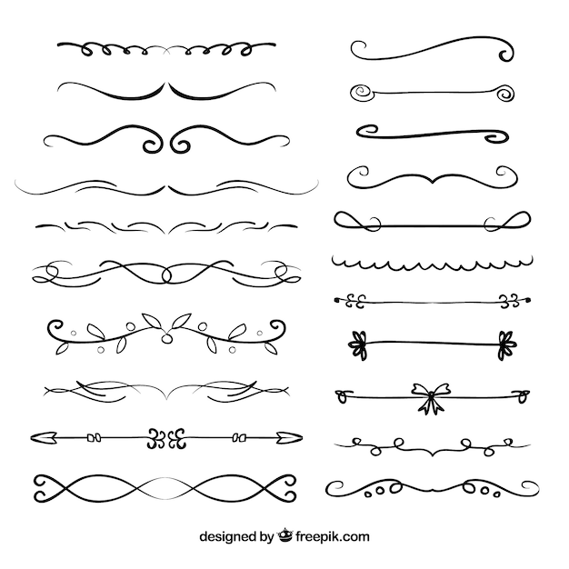 Coleção de divisórias desenhadas à mão