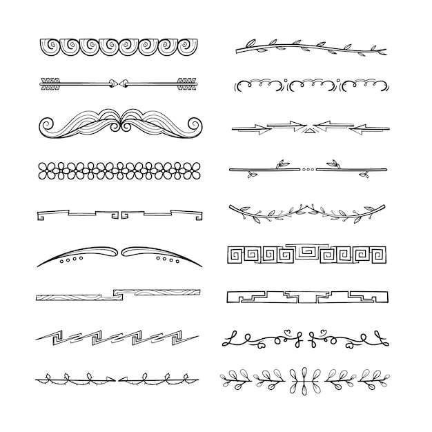 Coleção de divisórias ornamentais desenhada à mão