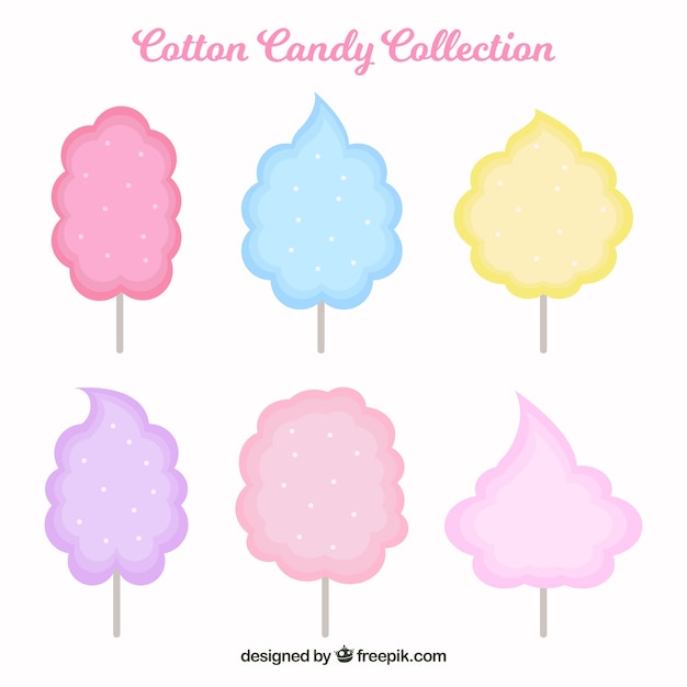 Vetor grátis coleção de doces de algodão colorido