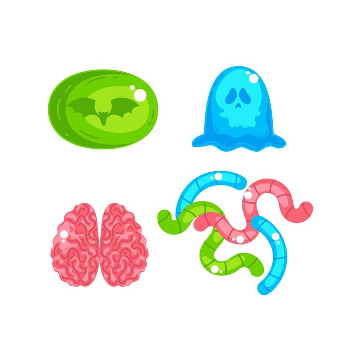 Vetor grátis coleção de doces de halloween de design plano