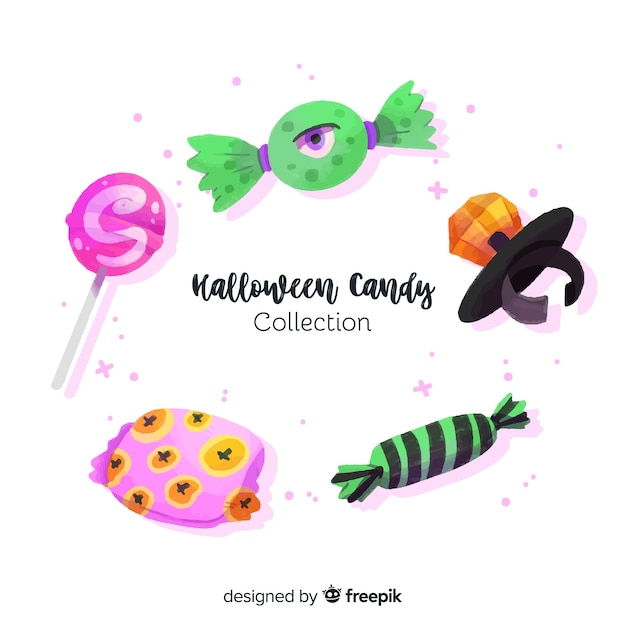 Coleção de doces de halloween em aquarela