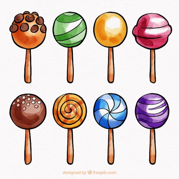 Coleção de doces deliciosos em estilo aquarela