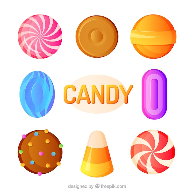 Coleção de doces deliciosos no estilo 2d