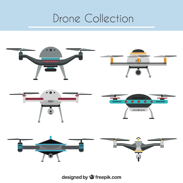 Vetor grátis coleção de drone com design plano