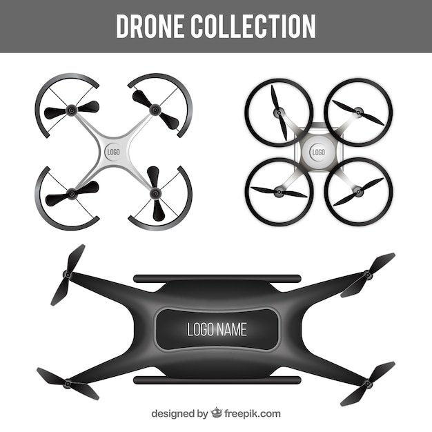 Coleção de drone com estilo realista