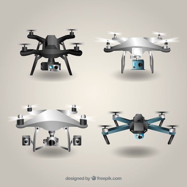 Coleção de drone com estilo realista