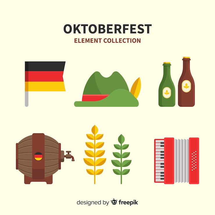 Vetor grátis coleção de elemento de oktoberfest clássico com design plano