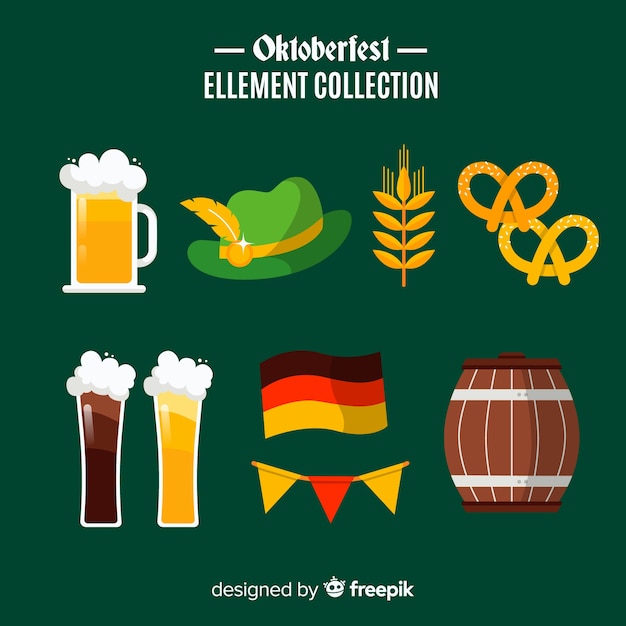 Coleção de elemento de oktoberfest clássico com design plano