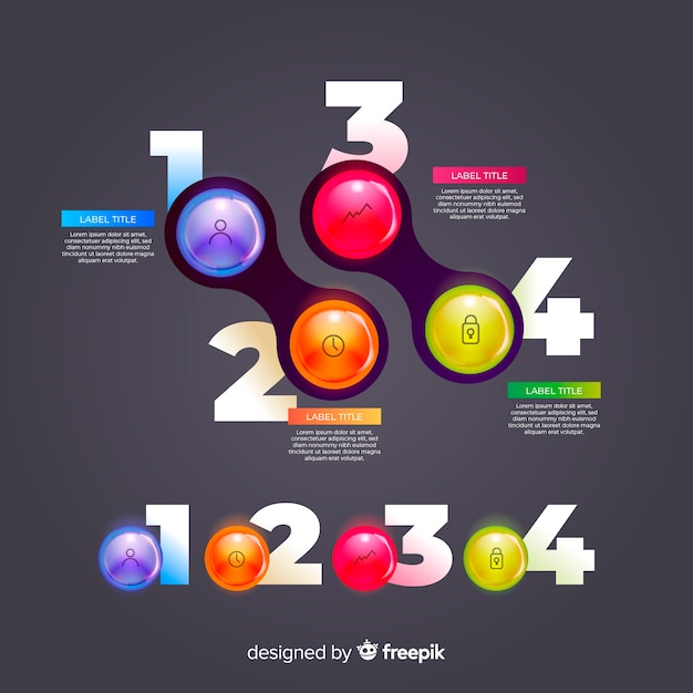 Vetor grátis coleção de elemento infográfico plástico brilhante realista