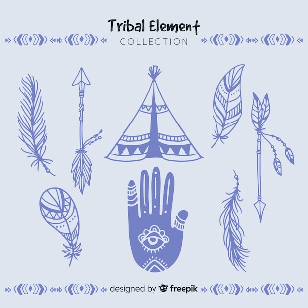 Coleção de elemento tribal desenhada de mão