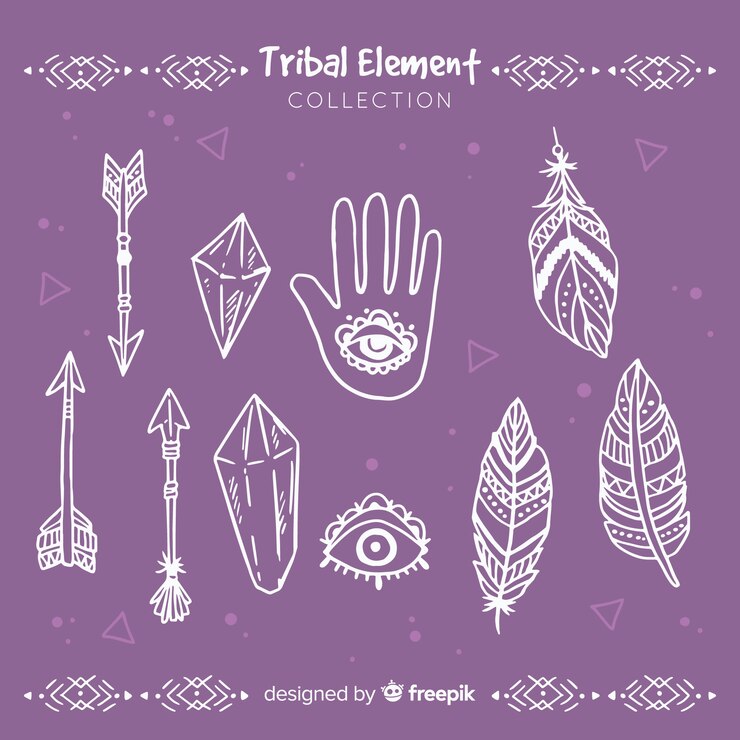Vetor grátis coleção de elemento tribal desenhada de mão