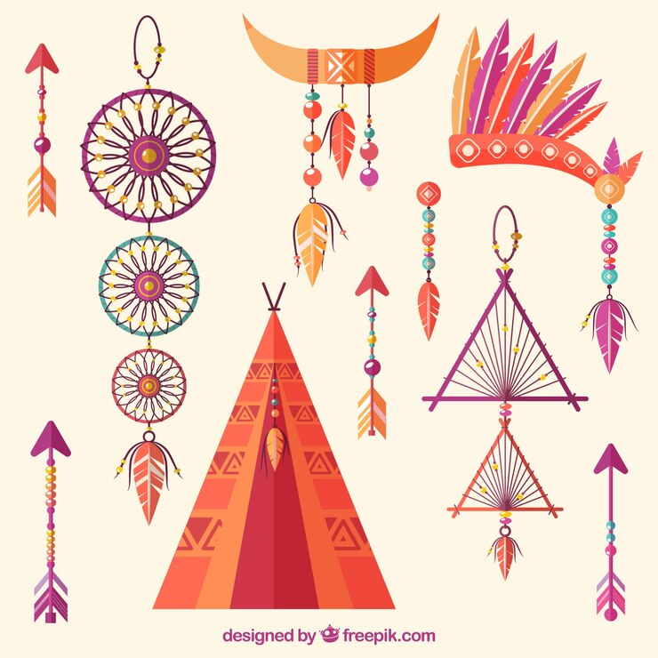 Vetor grátis coleção de elementos boho com design plano