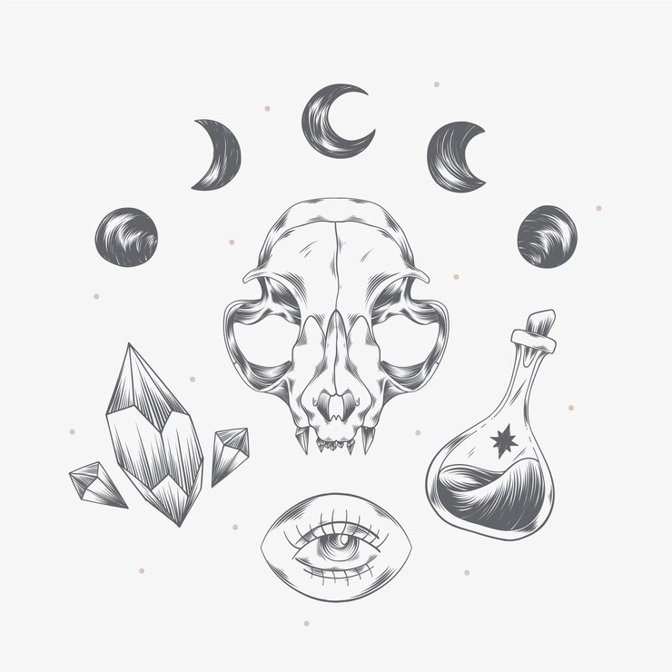 Vetor grátis coleção de elementos boho desenhados à mão para gravura
