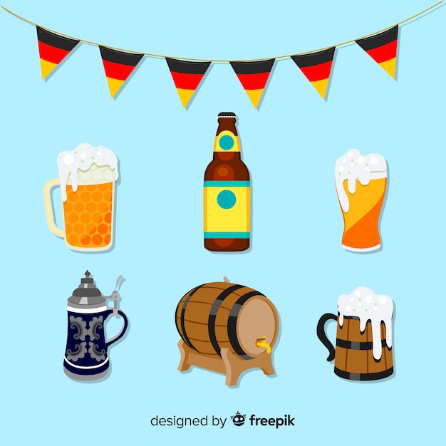 Vetor grátis coleção de elementos clássicos de oktoberfest com design plano