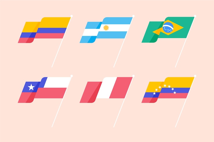 Vetor grátis coleção de elementos de bandeiras da américa latina