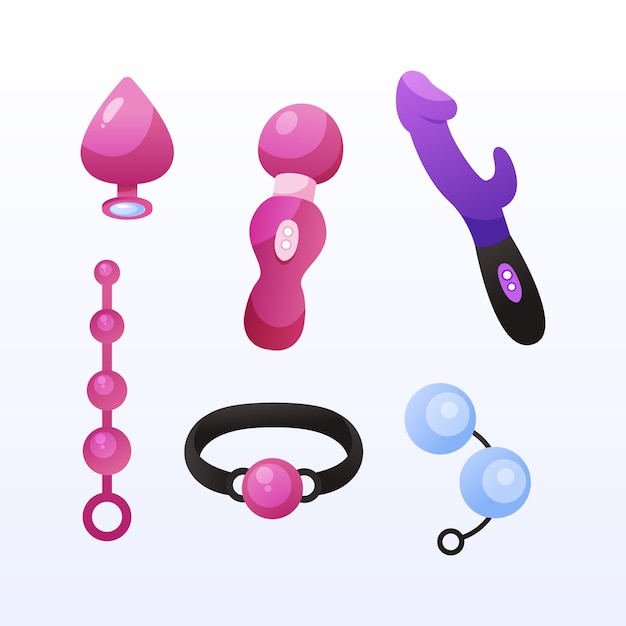Vetor grátis coleção de elementos de brinquedos sexuais gradientes